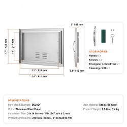Teräsovi ulkokeittiöön ruostumattomasta teräksestä 610x432 mm yksiosainen saumaton kahvallinen