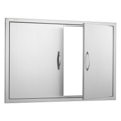 Ulkokeittiön kaksiosainen ruostumaton teräsluukku upotettava kahvalla 990x660 mm