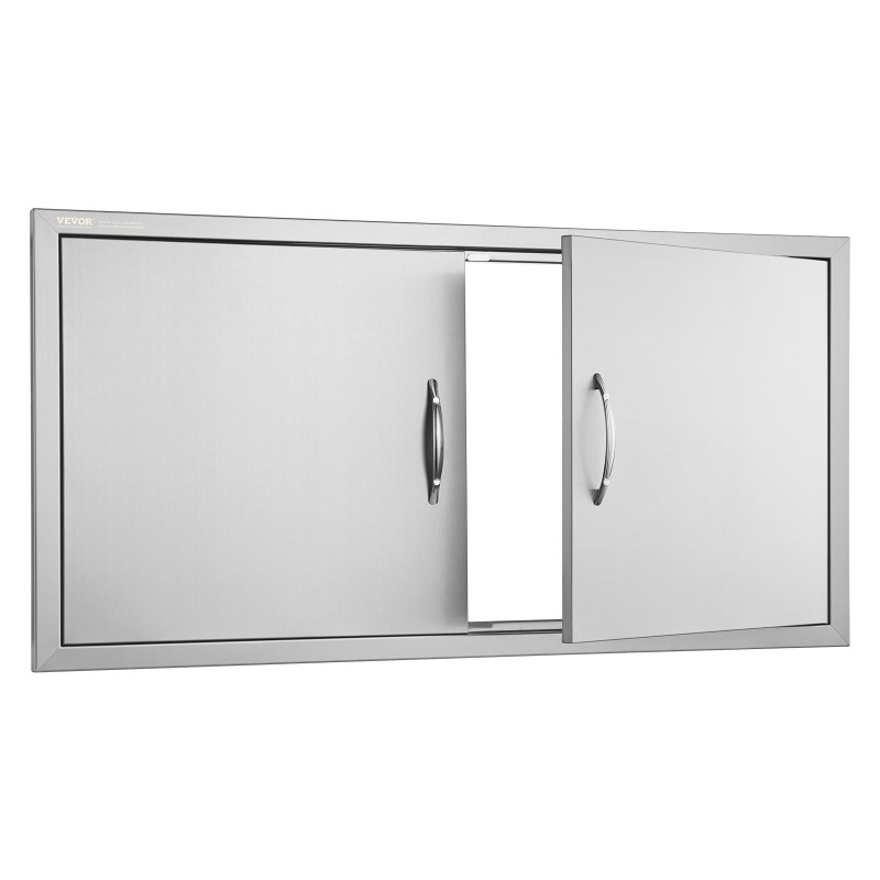 Ulkokeittiön seinään upotettava kaksoisovi ruostumattomasta teräksestä 1067×534 millimetriä kahvalla