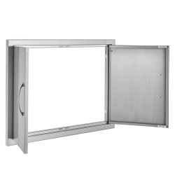 Ulkokeittiön kaksoisovi ruostumattomasta teräksestä 774x533 mm uppoasennettava kahvoilla