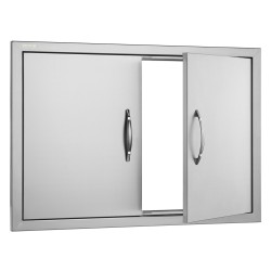 Ulkokeittiön kaksoisovi ruostumattomasta teräksestä 774x533 mm uppoasennettava kahvoilla