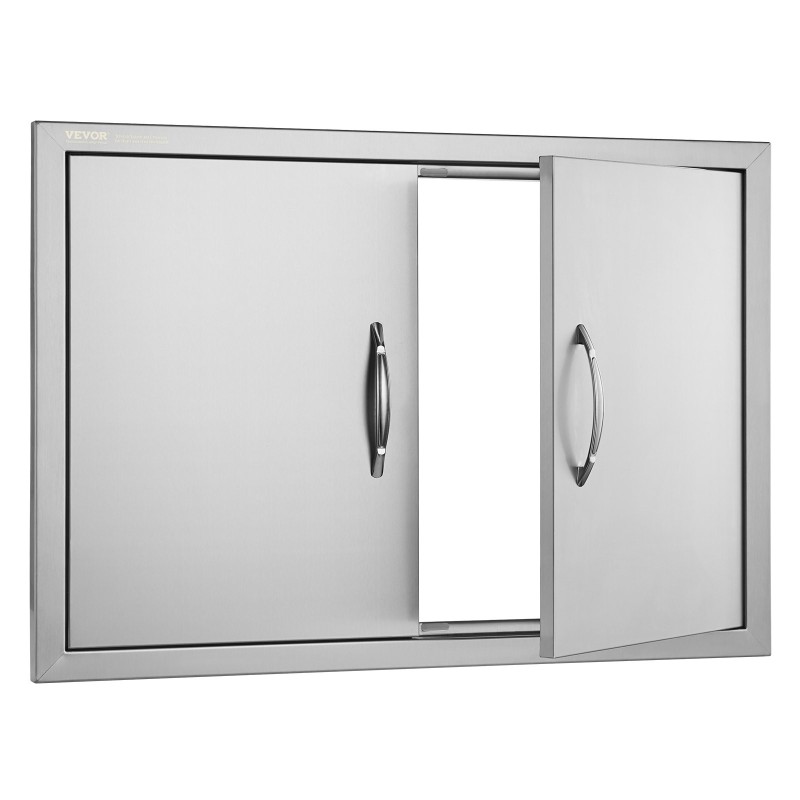 Ulkokeittiön kaksoisovi ruostumattomasta teräksestä 774x533 mm uppoasennettava kahvoilla