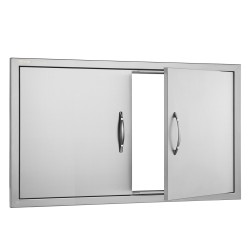 Ulkokeittiön kaksiosainen ruostumaton teräsovi 915x533x46 mm kahvoilla