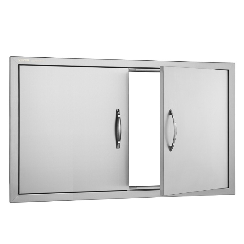 Ulkokeittiön kaksiosainen ruostumaton teräsovi 915x533x46 mm kahvoilla