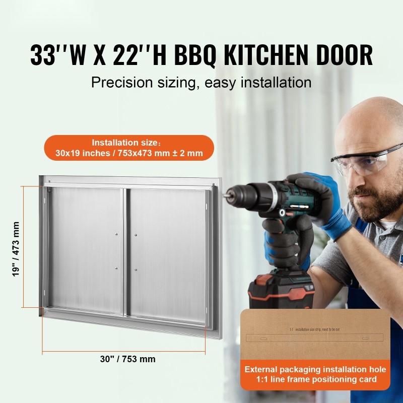 Kaksoisovi ruostumattomasta teräksestä 838x558 mm tasoon upotettava ulkokeittiöön