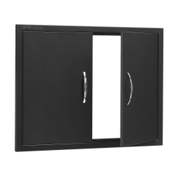 Ulkokeittiön ovi ruostumattomasta teräksestä kaksoisovi 788x610 mm mattamusta uppoasennettava