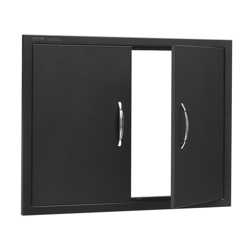 Ulkokeittiön ovi ruostumattomasta teräksestä kaksoisovi 788x610 mm mattamusta uppoasennettava