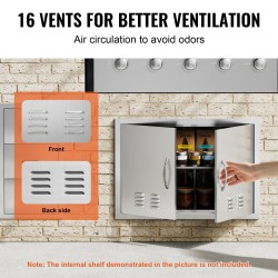 Ulkokeittiön ruostumaton teräs seinään upotettava ovi 762x533 mm kaksiosainen vetimillä