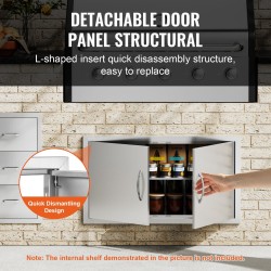 Ulkokeittiön kaksiosainen ovi ruostumatonta terästä 863x482x46 mm vetimillä