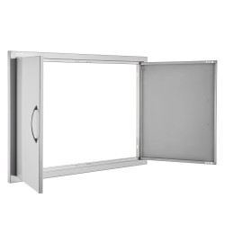 Ulkokeittiön kaksiosainen ruostumaton teräsovi 915 x 610 mm seinään asennettava ergonomisilla kahvoilla