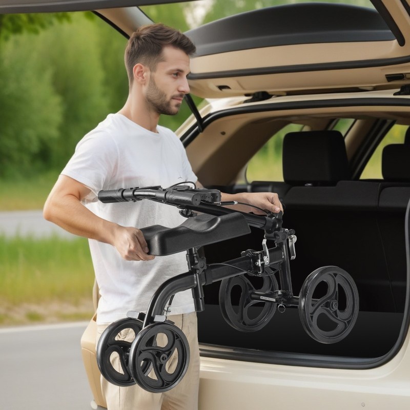 Polviskootteri hiiliteräsrunko 136 kilon kantavuus korkeussäädettävä ohjaustanko ja polvityyny