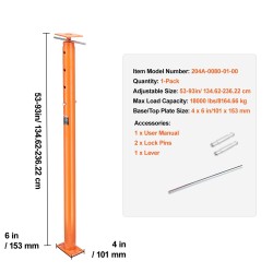 Teräksinen lattiatunkki säädettävä korkeus 134–236 cm maksimi 8165 kg 1 kpl