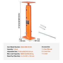 Teräs teleskooppitunkki väliaikaiseen tukeen säädettävä 48–91 cm jopa 8165 kg