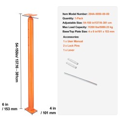 Teräksinen teleskooppinen lattiatunkki korkeus 137–381 cm kantavuus 5080 kg väliaikaiseen tukeen