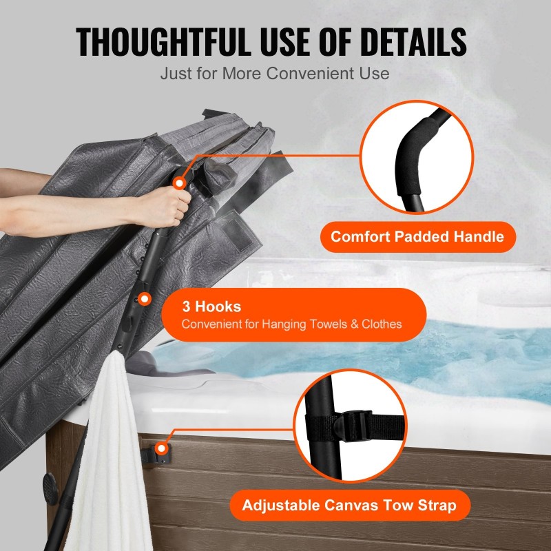 Kylpytynnyrin ja porealtaan alumiininen kannenostolaite säädettävä korkeus 31,5–41,3 tuumaa leveys 53–92,5 tuumaa