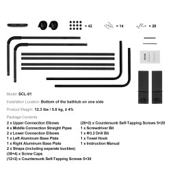 Kylpytynnyrin ja porealtaan alumiininen kannenostolaite säädettävä korkeus 31,5–41,3 tuumaa leveys 53–92,5 tuumaa