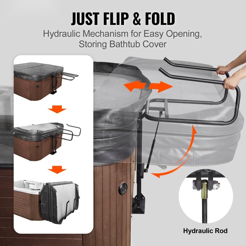 Kylpytynnyrin kannennostin hydraulinen alumiini säädettävä korkeus 841–1049 mm leveys 1349–2350 mm