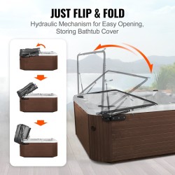 Kylpytynnyrin ja porealtaan kannennostin hydraulinen alumiinirakenteinen säädettävä leveys 175–245 cm molemmille sivuille