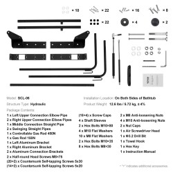 Kylpytynnyrin ja porealtaan kannennostin hydraulinen alumiinirakenteinen säädettävä leveys 175–245 cm molemmille sivuille