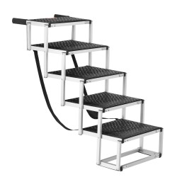 5-portaiset taitettavat koiranportaat autoon metallisaranoilla liukuesteellä 68 kilon kantavuus