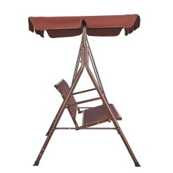 Puutarhakeinu seosteräsrunko kolmelle ruskea Teslin kangas säädettävä aurinkokatos