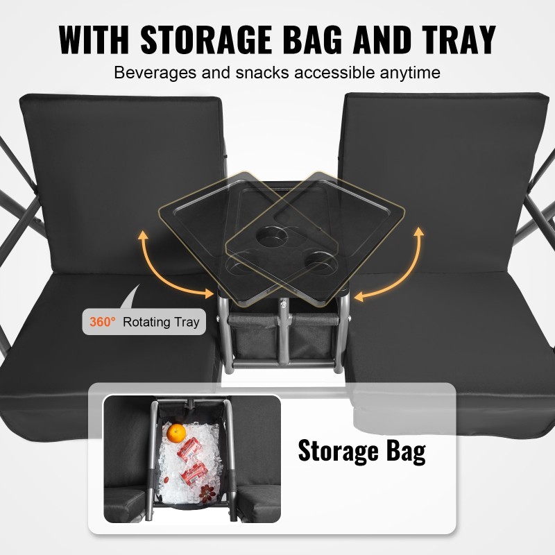 2-paikkainen ulkokeinu seosteräsrunko Oxford-kangasilla säädettävällä katoksella musta