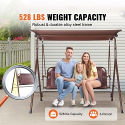 Pihakeinu 3-hengen seosteräsrunko Teslin kangas säädettävällä katoksella ruskea