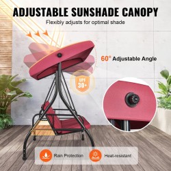 Kolmen hengen pihakeinu seosteräksinen runko säädettävä aurinkokatos irrotettava paksu istuintyyny burgundi