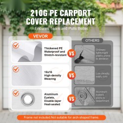 Autokatoksen katospeite 6000x3300 mm 210g PE-kangas vedenpitävä UV-suojattu