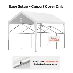 Autokatoksen vaihtopeite 210 g PE-kudottu kangas 6,09×3,65 m valkoinen vedenpitävä UV-suojattu