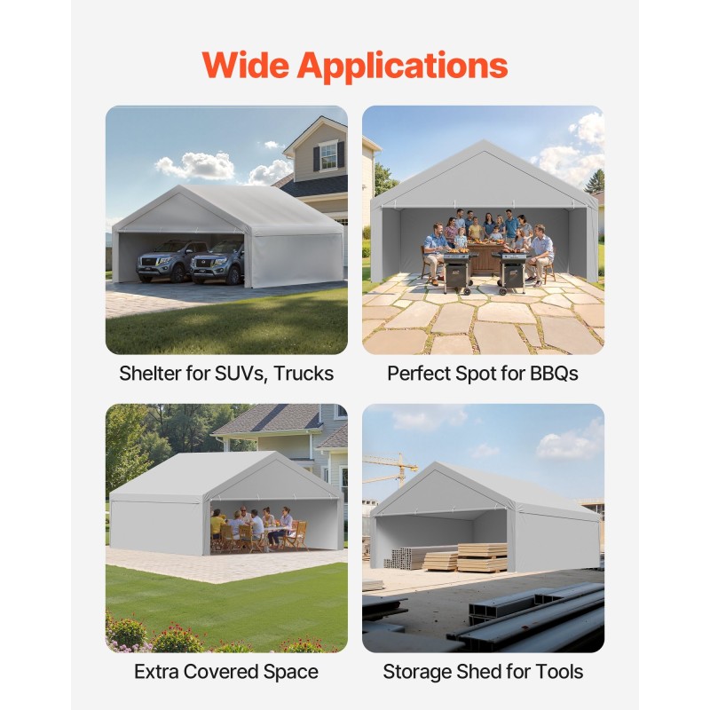 Autokatoksen vaihtopeite PE-kankainen 6,09 x 6,09 m sivuseinillä