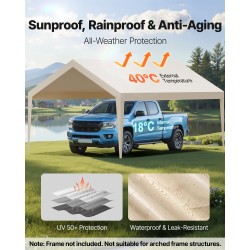 Autokatoksen vaihtopeite 210g PE-kudottu 3,6 x 6 m vedenpitävä UV-suojattu beige