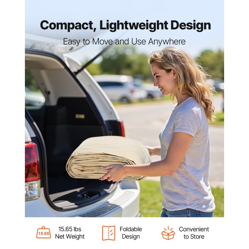 Autokatoksen vaihtopeite 210g PE-kudottu 3,6 x 6 m vedenpitävä UV-suojattu beige