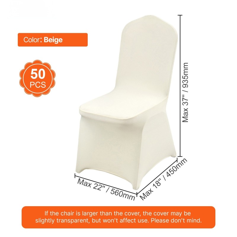 Taittotuolin venyvä spandex-kangas suojukset 50 kpl beige konepestävä
