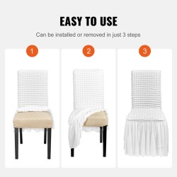 Tuolinpäälliset joustavat polyesteri ja spandeksi taitettaville tuoleille neljän kappaleen valkoiset