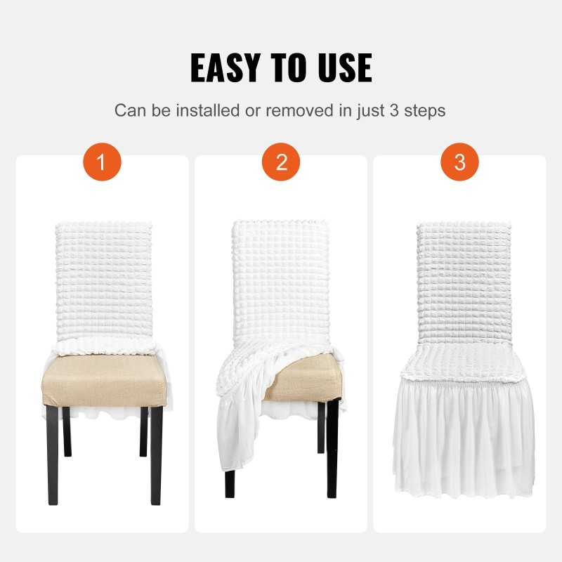 Tuolinpäälliset joustavat polyesteri ja spandeksi taitettaville tuoleille neljän kappaleen valkoiset