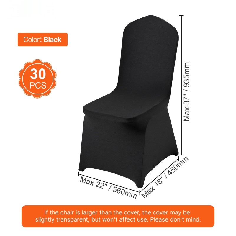 Tuolinsuojukset elastaanikangas 30 kpl musta pesukelpoiset taittotuoleille