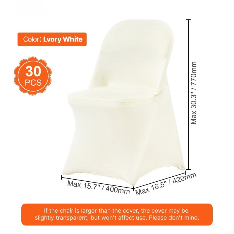 Tuolinsuojat 30 kpl 95% polyesteri 5% spandex norsunluunvalkoinen käsinojattomiin tuoleihin