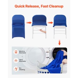 Tuolinsuojukset polyesteri-spandex-kankaasta siniset 50 kpl tasapintaisille tuoleille 450x460x770 mm