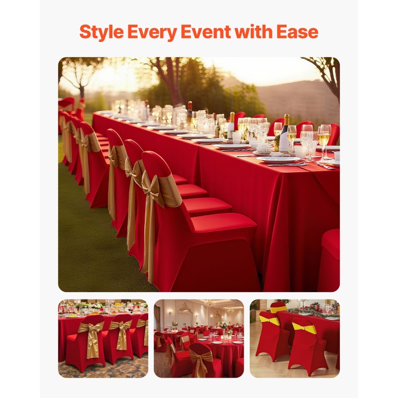 Tuolinpäälliset polyesteri-spandex 50 kpl punaiset joustavat etupuolelta tasaiset koolle 450x460x770 mm