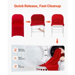 Tuolinpäälliset polyesteri-spandex 50 kpl punaiset joustavat etupuolelta tasaiset koolle 450x460x770 mm