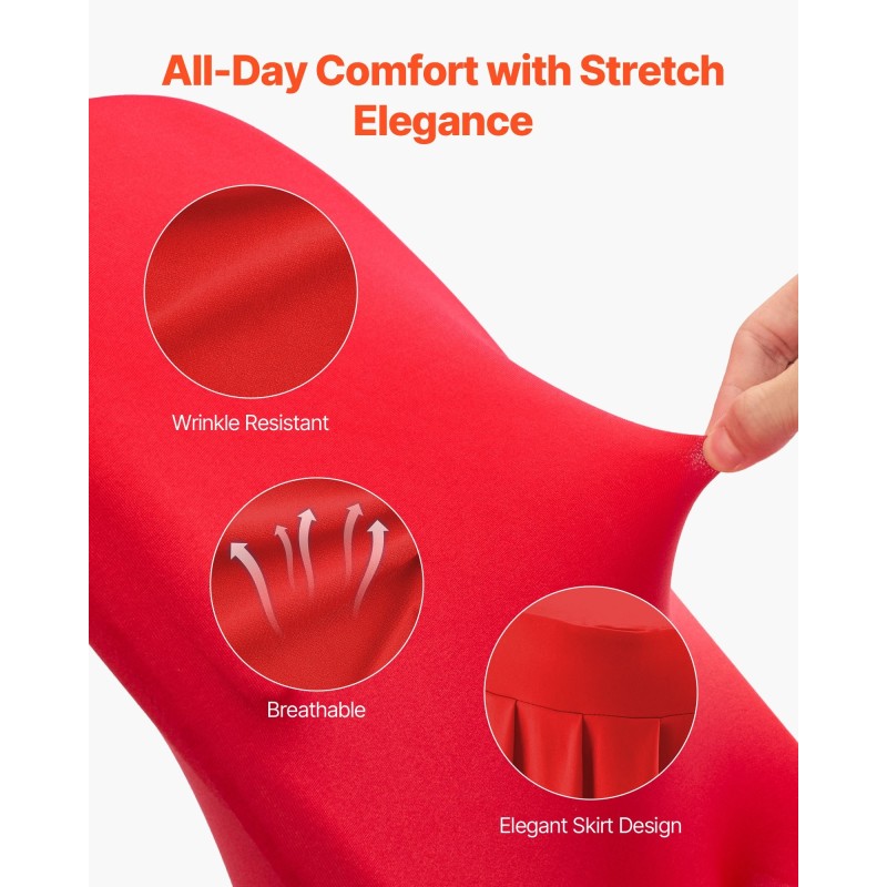 Tuolinpäälliset polyesteri elastaani 30 kpl punainen sopii tuoleille enintään 510×450×950 mm