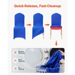 Tuolinpäälliset polyesteri-spandex-seos 50 kpl kuninkaansininen tasapintaisille tuoleille 510×450×950 mm