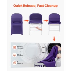 Tuolinpäälliset polyesteri elastaani 50 kpl violetti joustavat täyspeittävät ruokailutuoleihin