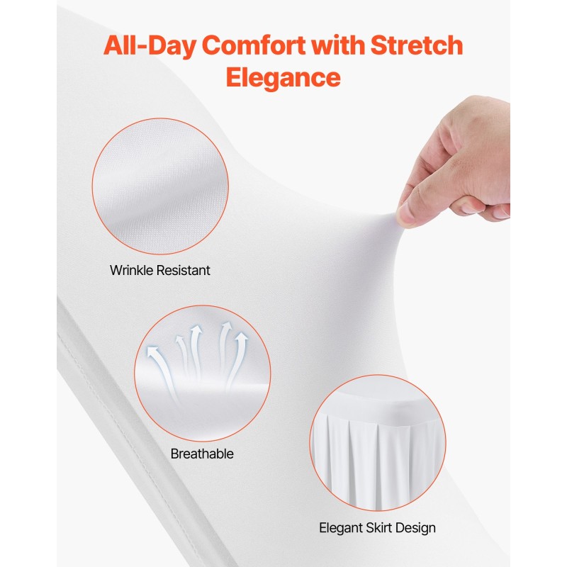 Tuolinpäälliset 30 kpl polyesteri ja elastaani valkoiset sopii enintään 510x450x950 mm