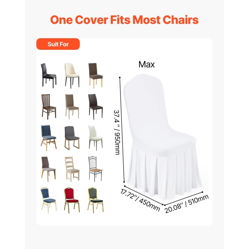 Tuolinpäälliset 30 kpl polyesteri ja elastaani valkoiset sopii enintään 510x450x950 mm