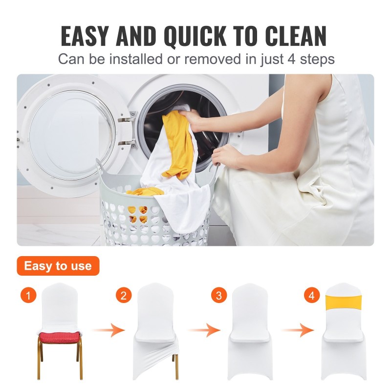 Tuolipäälliset polyesteri ja spandex yleismalli taitettaville tuoleille 50 kpl valkoinen ja kultainen