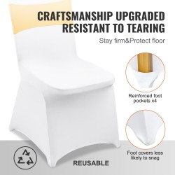 Tuolipäälliset polyesteri ja spandex yleismalli taitettaville tuoleille 50 kpl valkoinen ja kultainen