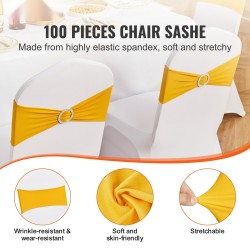 Tuolinauhat 95% polyesterikuitu 5% spandex 100 kpl kullankeltainen juhliin