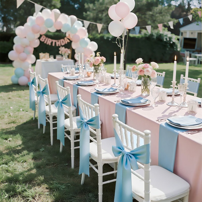 Satiiniset tuolinauhat 275x17 cm 100 kpl vaaleansininen juhliin